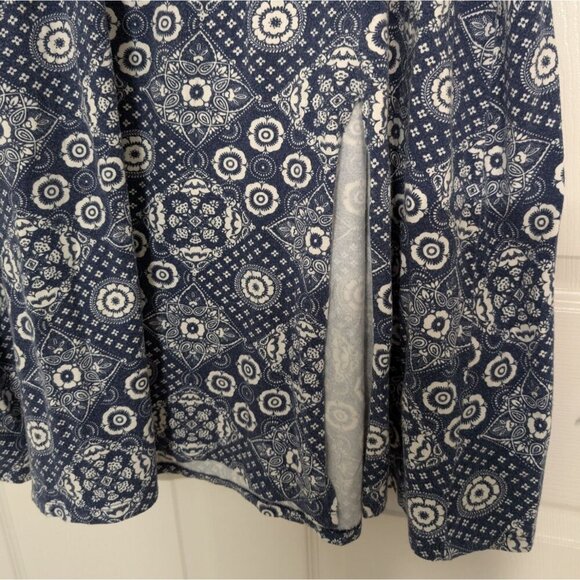 Talbots Bandana Jersey Wrap Maxi Skirt Womens Size Large Blue Floral Pull On - Picture 4 of 10